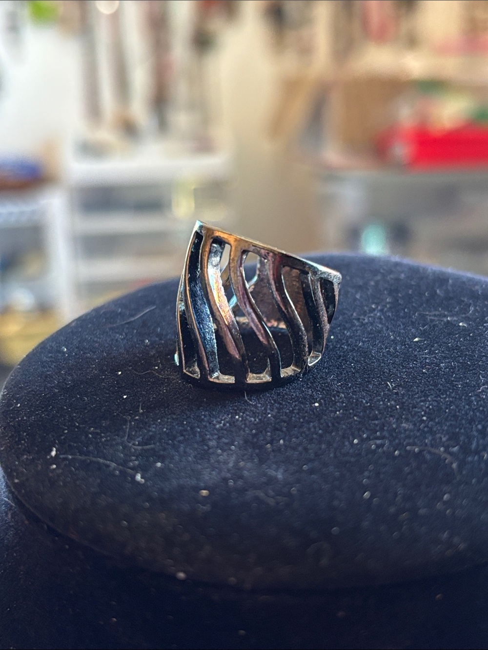 Openwork Wave Dome Ring in Silver